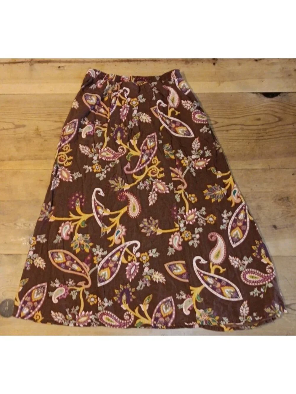 Vtg Diane Von Furstenberg Color Authority Skirt Women M Midi Brown Paisley Rayon